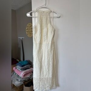 Express Off White Lace Midi Dress